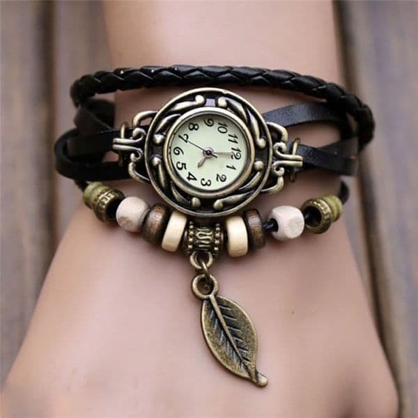 Women Watches Fashion Leather Vintage Weave Wrap Wrist Watch Bracelet Watch Charm feminino
