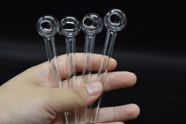 Cheap Great Pyrex Glass Oil Burner Pipe hand dry herb pipe 10cm Length 8mmm Diameter Ball Glass Tube Pipe Oil Nail smoking Pipes wholesale