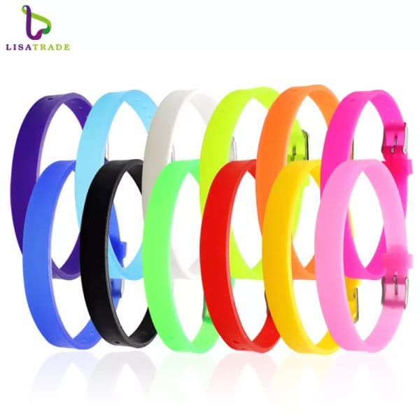 8MM Silicone Wristband Bracelets Mix Color (100 pieces/ lot) DIY Accessory Fit Slide Letter /Slide Charms LSBR09