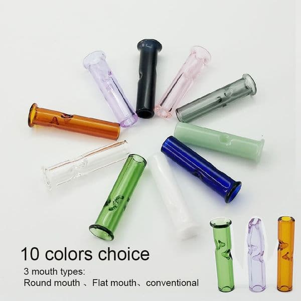 wholesale Colorful Mini Glass Filter Tips hookah for Dry Herb Tobacco With Cigarette Holder Thick Pyrex Glass Pipes DHL