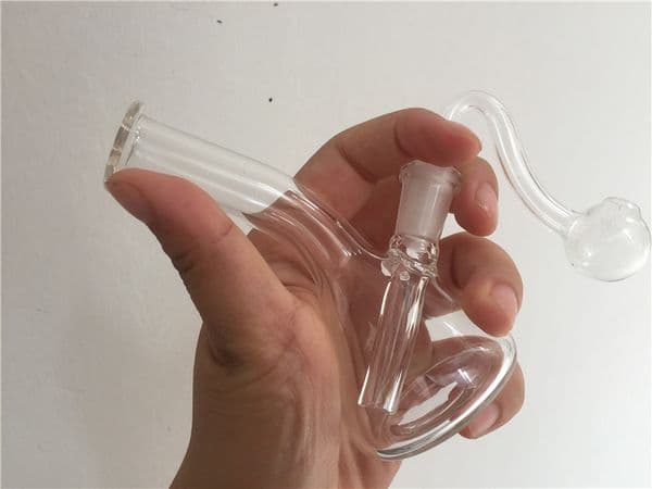 THICK pyrex Mini Pocket Glass Bongs Recycler Oil Glass water Pipes Smoking Pipe Bong Hookahs Shisha with 10mm oil burner pipe