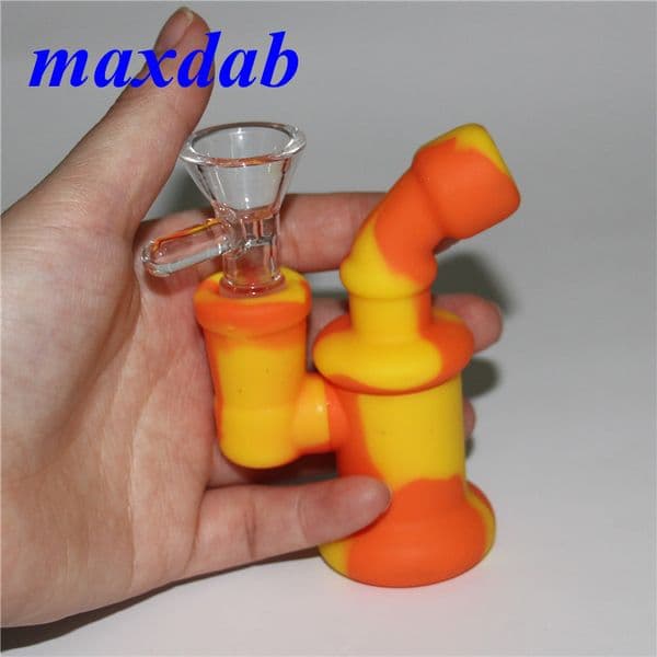 Mini silicone Bongs hookah Small oil burner Pipe Bubbler Smoking Pipes Oil Rigs with glass Bowl