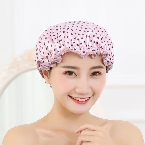 Free shipping 50pcs Cute Thick Women Bathing Caps Colorful Bath Shower Hair Cover Adults Waterproof Bathing Cap Wholesale