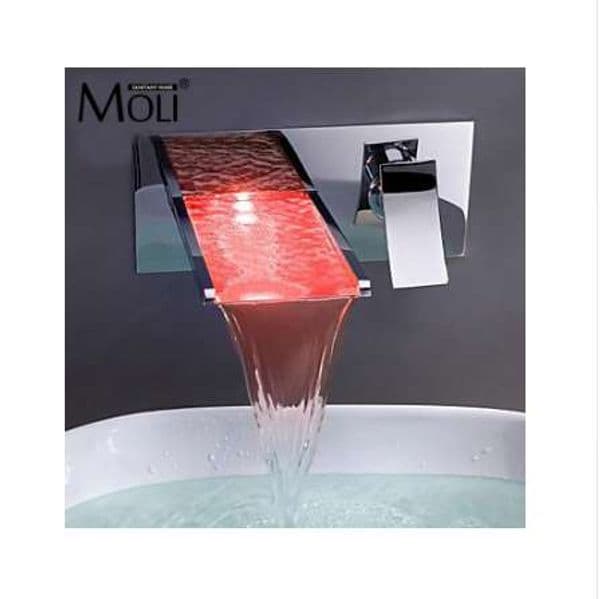 Bathroom Mixer Tap Color Changing LED Waterfall Wall Mount Bathroom Sink Faucet Torneira cozinha