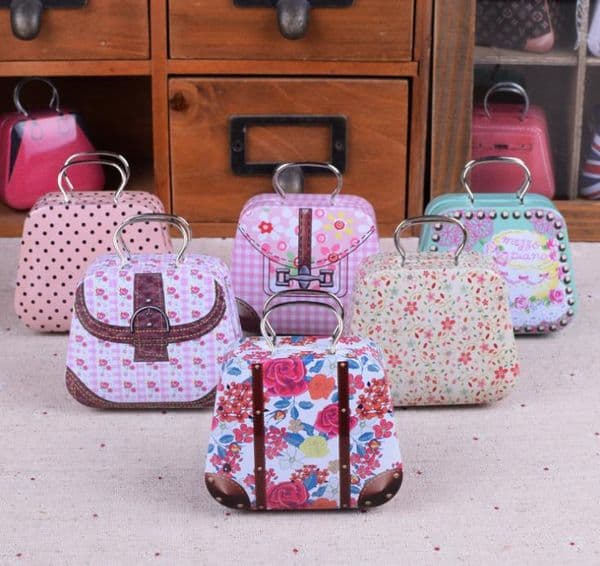 Mini Handbag Tin Box Home Cable Organizer Storage Box Zakka Wedding Gift Candy Jewelry Container Tea Boxs SN1278
