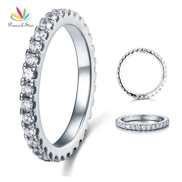 Peacock Star Eternity Solid 925 Sterling Silver Wedding Band Stacking Ring Jewelry CFR8045 D18111306