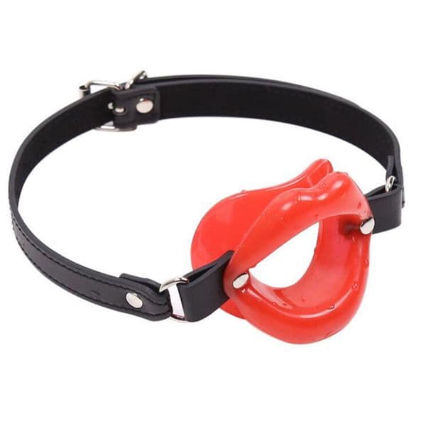 PU Leather Strap Rubber Lips Shaped O Ring Mouth Gag BDSM Bondage Fetish Adult Sex Toys for Woman S&M Sex Products for Couples