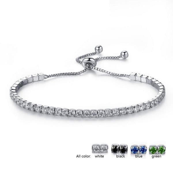 18K White Gold Plated Cubic Zircon Cluster Adjustable Box Chain Tennis Bracelets Fashion Womens Jewelry Bijoux for Party