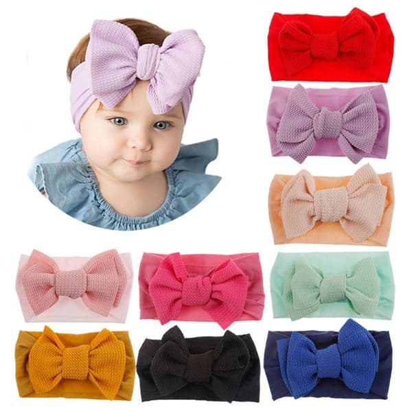Baby Headbands Big Bow Knot Toddler Turban Solid Color Head Band Large Hair Bows Headwrap Adjustable Head Wrap Baby Hair Accessories DHW3576