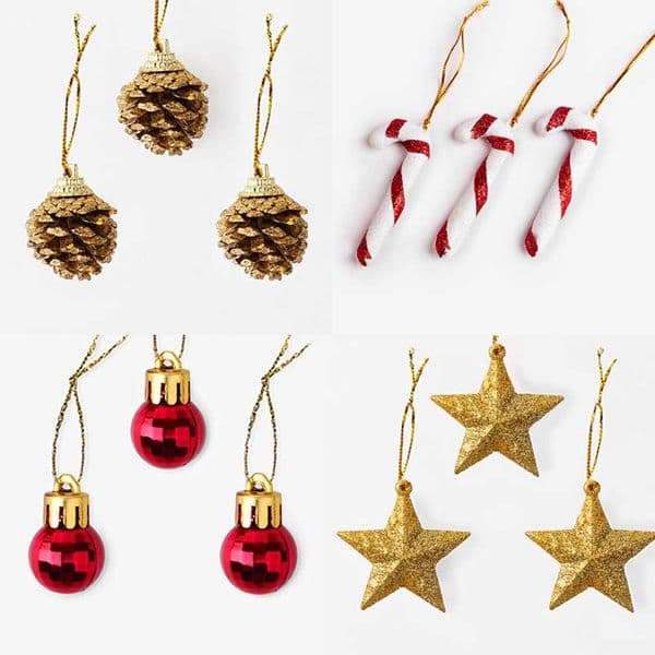 Mini 2cm Pearlescent Christmas Ball Decoration Ball 5cm Star 7cm Cane 4cm Pinecone Christmas Tree Ornament