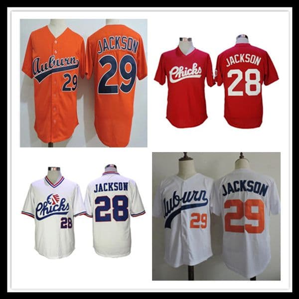 1986 Retro Memphis Chicks 28 Bo Jackson Baseball Jersey Red White Orange Stitched B.Jackson College Baseball Shirts Men's Cheap