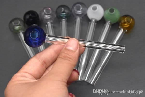 10cm Glass Oil burners Glass Bong Water Pipes with different colored burner glass smoking pipe for tobacco hand dry herb oil burner