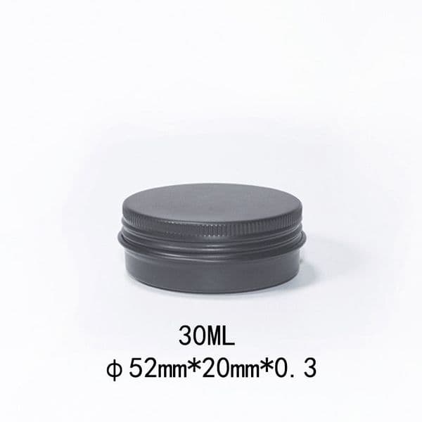wholesale 30ml Black Aluminum Jars Refillable Containers Screw Caps 30g DAB Oils Dry Herb Tobacco Storage Wax Makeup Lip Gloss Cosmetic Packaging Metal Tin Box