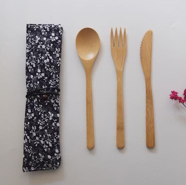 9 Designs Bamboo Cutlery Portable Flatware Knife Fork Spoon Dinnerware Outdoor Travel Tableware Set For Student B2