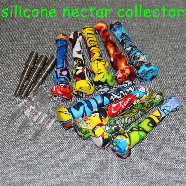 silicone Nectar straw with Titanium Nail Tips Hookahs Container Reclaimer Nector for smoking tools silicon pipe
