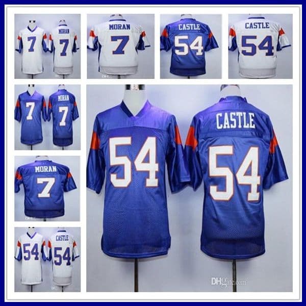 Cheap Mountain State BMS TV Movie Sewn Jerseys 7 Alex MORAN 54 Kevin Thad CASTLE Embroidery Football All Stitched Sports Shirts Wholesale