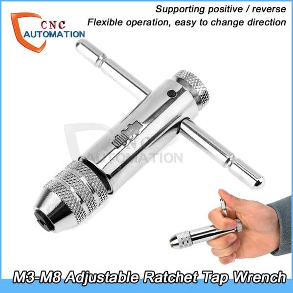Adjustable M3-M8 Ratchet Tap Wrench T-Handle Machine Screw Thread Metric Factory Manual tapping tool Bottom hole tapping Thread processing