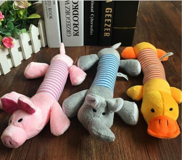 Popular Pet Dog Cat Funny Fleece Durability Plush Dog Toys Squeak Chew Sound Toy Fit for All Pets Elephant Duck Pig Plush Toys GA668