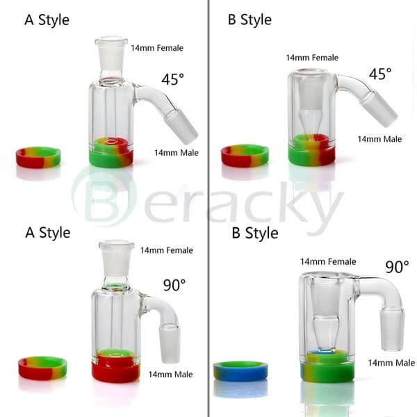 DHL! 14mm 18mm Male Female Glass Ash Catcher With 10ml Silicone Container Reclaimer Ashcatchers For Quartz Banger Nails