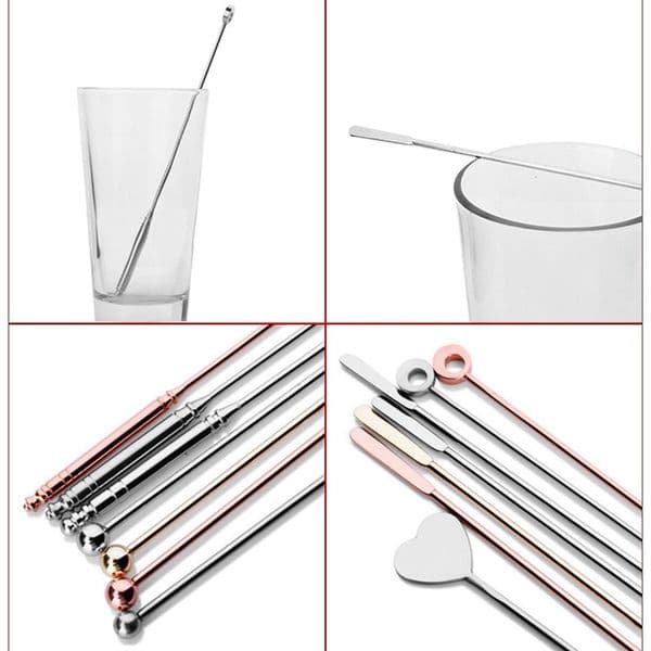Martini Cocktails Stirring Rod Tools 8 Designs Stainless Steel Picks Bar Bartender Cocktail Stirrers Decoration Milk Coffee Stirrers Varilla Para Agitar Cocteles