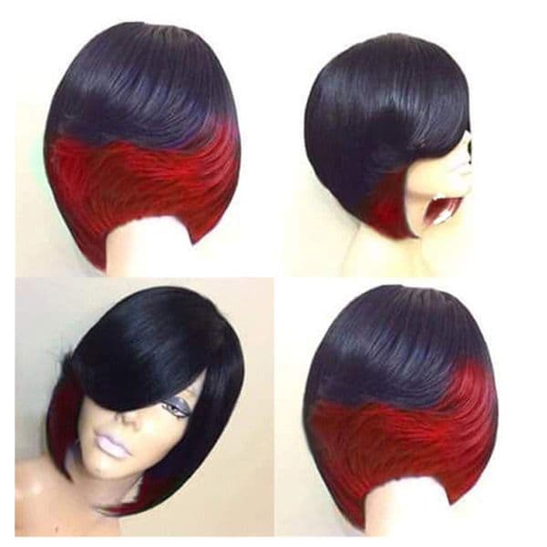 Short Fluffy Bob Kinky Straight Synthetic Hair Wig Short Straight Gradient Full Wigs Party Hair Wigs