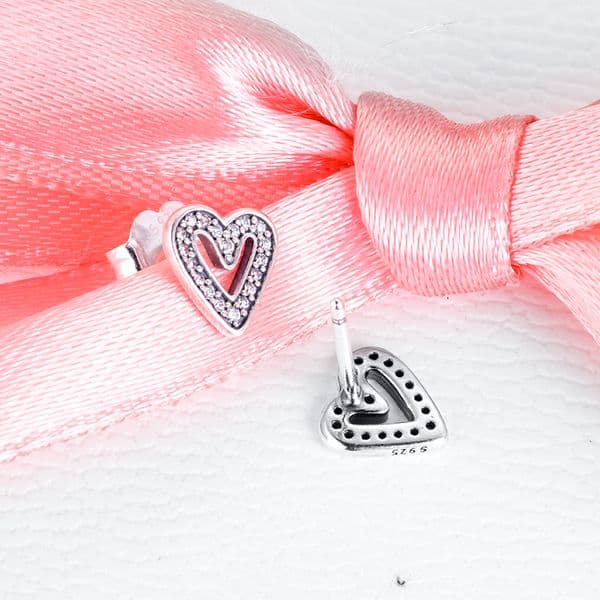 2020 New Love Sparkling Freehand Heart Stud Earrings for women 925 Sterling Silver earring silver 925 brincos fine jewelry Gift 298685C01
