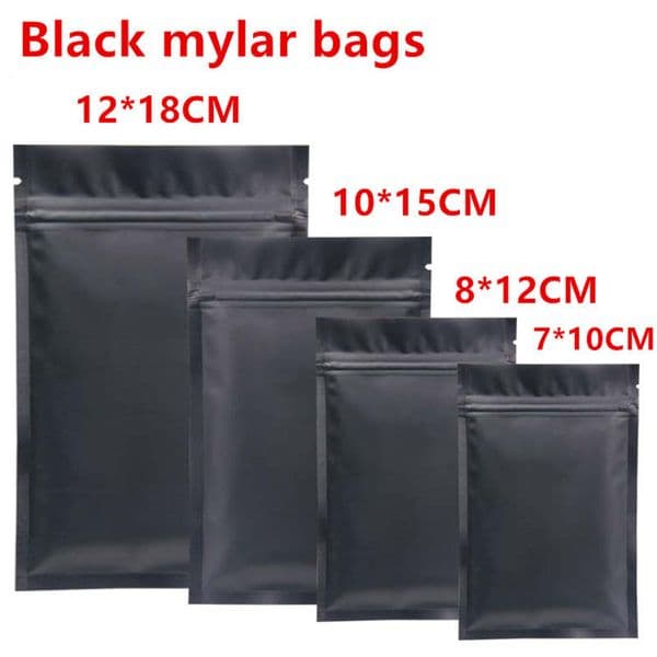 wholesale Plastic Mylar Packaging Bags Black Zipper Lock Seal Aluminum Foil Sealable Pouch For Food Snacks Tea Coffee Dry Herb Flowers Long Term Keep Fresh
