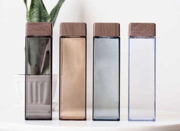 The latest Drinkware creative square wood grain plastic coffee milk cup 13 styles to choose from, support customized logo