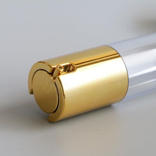 New Gold Cosmetic Airless Lotion Bottle Essence Serum Packaging Pump Bottles 15ml 30ml 50ml Empty Makeup