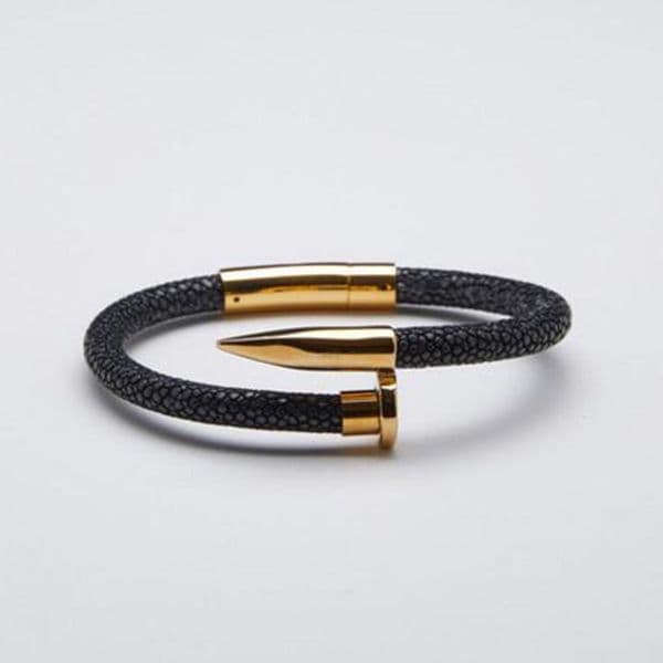 Men Bracelet Stingray Leather Bracelets Stainless Steel with Stingray Leather Luxury Bracelet Gifts for Men Women Jewelry
