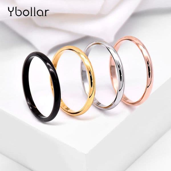 Simple 2mm Thin Rings For Men Women Couple Wedding Rings Stainless Steel Plain Band Finger Ring Party Jewelry US Size 3-10