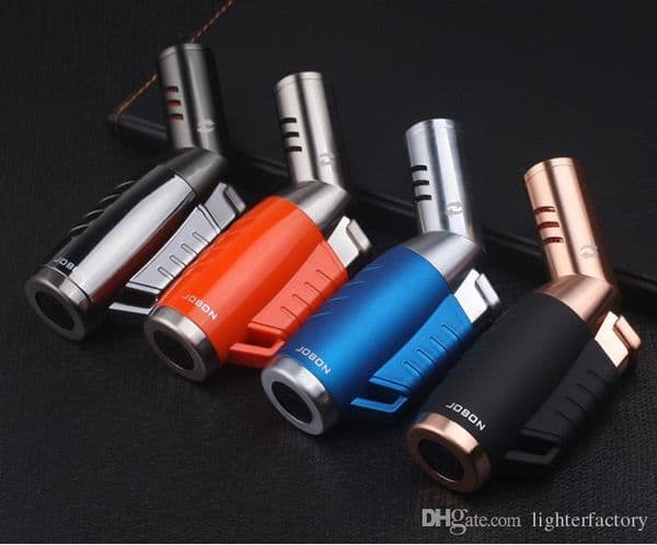New Arrival Free Shipping Metal Unfilled Gas Butane 3 Torch Jet Flame Cigar Lighter Windproof Lighters With Gift Box