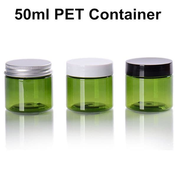 Wholesale 80 X 50Ml Clear Green PET Jars W/ Cap Plastic / Metal Screw Lid Empty Cream Cosmetic B2