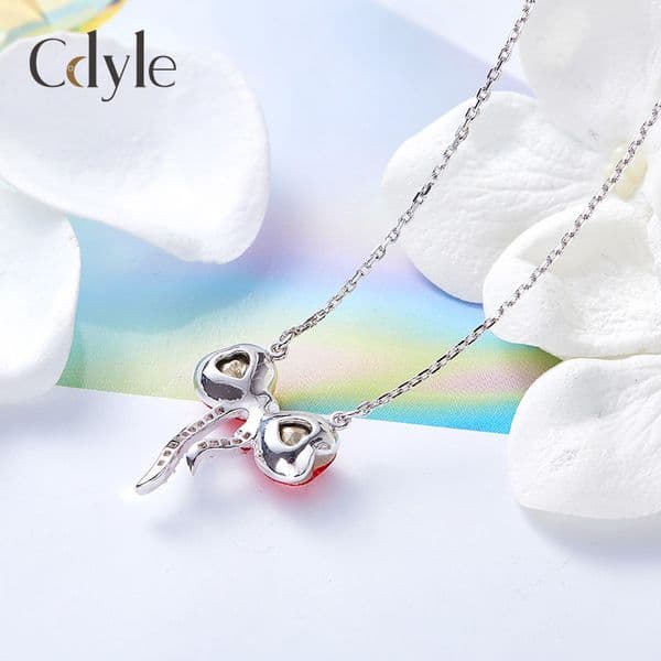Fashion-new S925 sterling silver bow necklace with Swarovski crystal chain