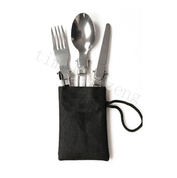 Stainless Steel Portable Cutlery Knife Fork Spoon 3-Piece Folding Flatware Sets For Student Dinnerware Travel Tableware Set B2