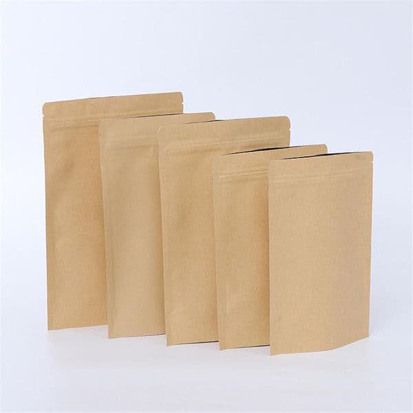 wholesale Kraft Paper Bags Aluminum Foil Mylar Zipper Retail Smell Proof Stand Up Resealable PVC Pouch For Food Cookies Snack Coffee Bean fruit Christmas