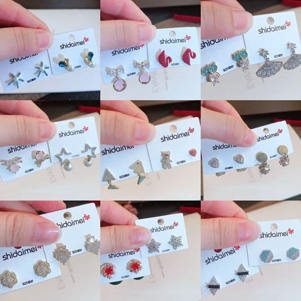 Korean Earings Fashion Jewelry Stores Stud Earrings 925 Sterling Silver Earring Valentine's Day Gift Ideas Hoop Earrings 10pairs Mix Styles