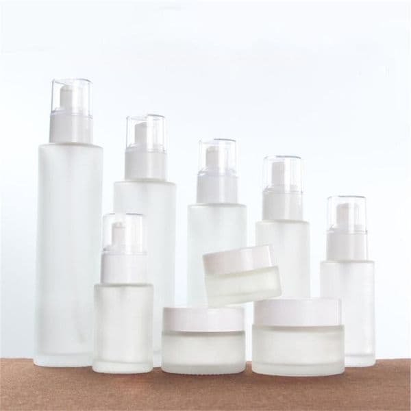 wholesale 30ml 40ml 50ml 60ml 80ml 100ml Frosted Glass Bottle Cream Jar Lotion Spray Pump Bottles Portable Refillable Cosmetic Container