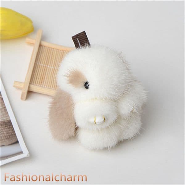 2026 New 8Cm Real Fur Rabbit Bunny Toy Bag Charm Key Chain Keyring Accessories Phone Se Handbag Toy