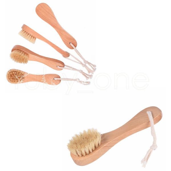 Boar Bristle Facial Brushes Shaving Brush Wooden Handle Facial Cleaning Brush Skin Care Cleaning Tools Cepillos Faciales De Cerdas De Jabali