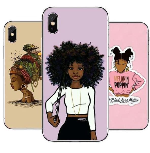 Best Queen Afro Melanin Poppin Cases For iPhone 12 11 Pro Max Fashion Black Girl Soft Clear Cover For 6 6SPlus 7 7Plus 8 8Plus XS Max XS