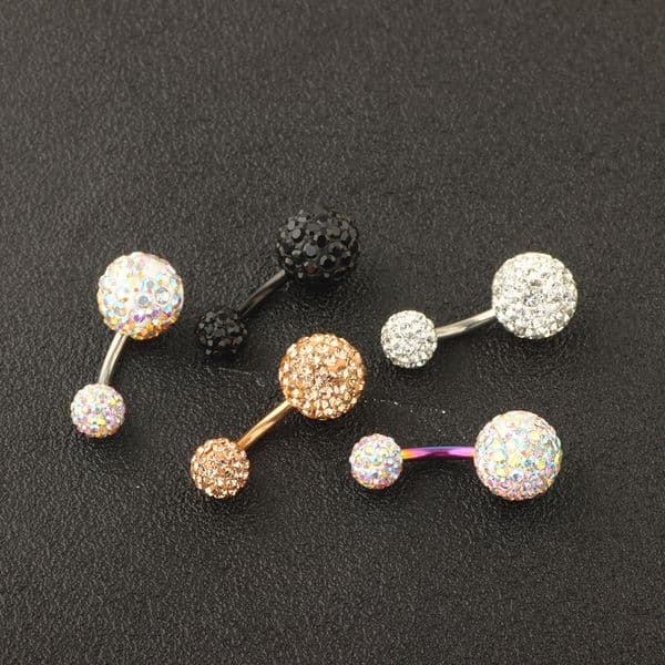 14G Stainless Steel Navel Rings Screw Bar CZ Body Piercing Belly Button Ring Women Girls Helix lage Earring Q26052