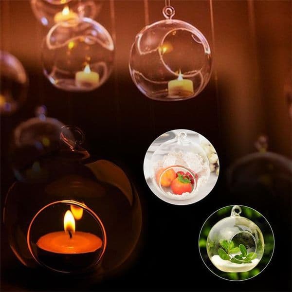 Globes Romantic Hanging Glass Tealight Holder Terrarium Wedding Candle Holder Candlestick Vase Home Hotel Bar Decoration Y260604