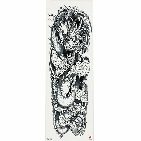 1 Piece Chinese Dragon Temporary Tattoo Sticker With Arm Body Art Big Sleeve Large Fake Tattoo Sticker
