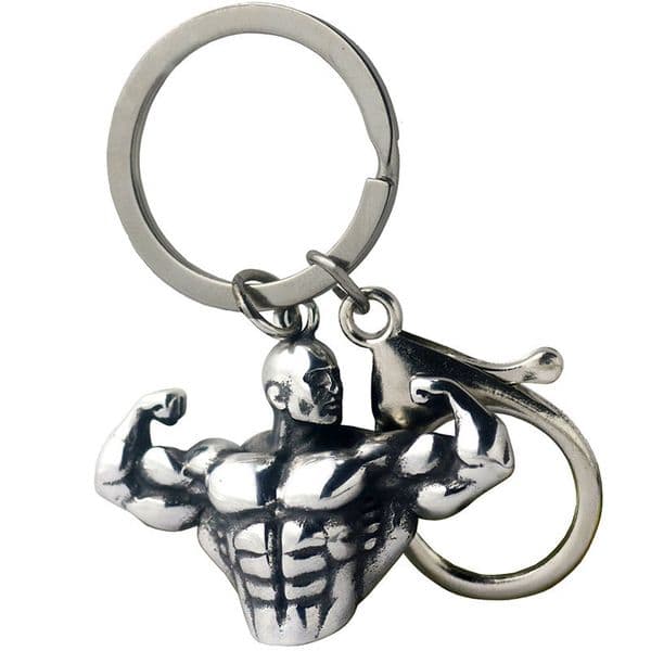 Fashion arm muscles male key chain body-building antique silver key chain