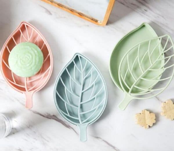 Leaf Shape Soap Box Case Toilet Bathroom Organizer Supplies Holder Plastic Double Deck Shower Soaps Storage Dishes