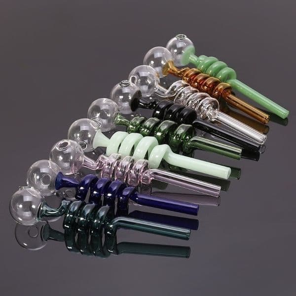 Oil Burner Glass Pipe Spiral Tube Colored Glass Pipe Bubbler Pyrex Smoking Pipes