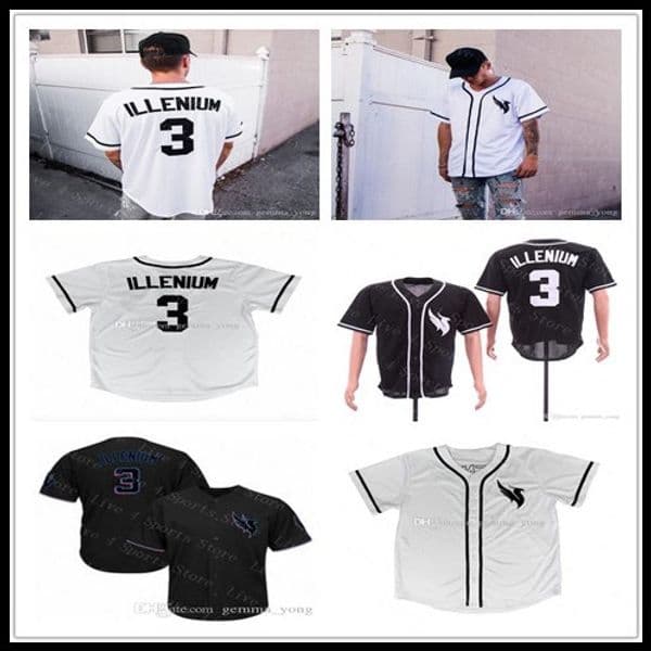 Custom Men Women Youth Kids 3 ILLENIUM Baseball Stitched Crew-Neck Jerseys Size S-4XL Free Shipping High Quality White Black Sports Shirts