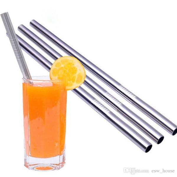 Durable Stainless Steel Straight Reusable Drinking Straw Easy to clean Metal 6mm Bubble Tea Straws