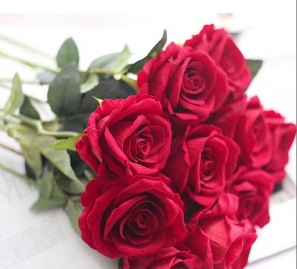 Wedding Decorations Real Touch Material Artificial Rose Bouquet Home Party Decoration Fake Silk Single Stem Flowers Floral B2